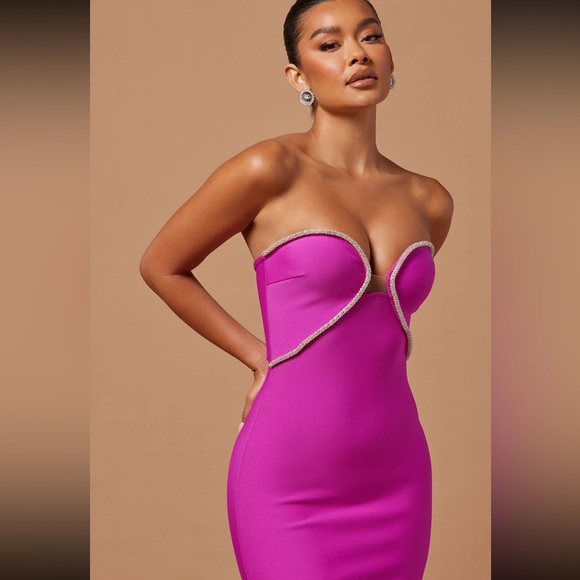 Fashion Nova - Nova Luxe magenta midi bandage dress. Size XS. Worn once. - Picture 2 of 9